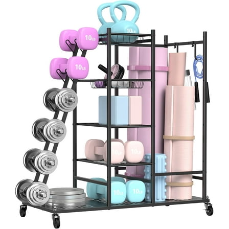 Weight Rack for Dumbbells, Home Gym Storage for Dumbbells Yoga Mat Kettlebells, Yoga Mat Storage Rack for Garage, Home Gym