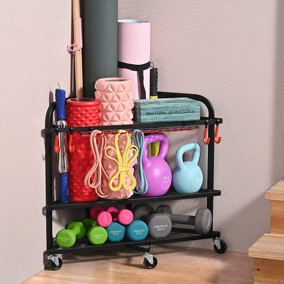 Weight Rack for Dumbbells, Home Gym Storage for Dumbbells Yoga Mat Kettlebells, Yoga Mat Storage Rack for Garage, Home Gym