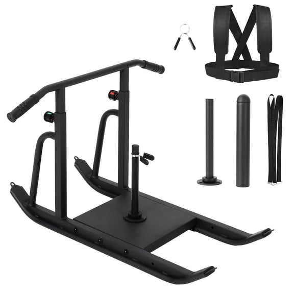 Weight Sled, Football Sleds and Chutes,Sled Push Gym Equipment with Adjustable Height Handle for Workout Fitness, Running Speed, Football, Strength, Fits 1" & 2" Weight Plates, Black