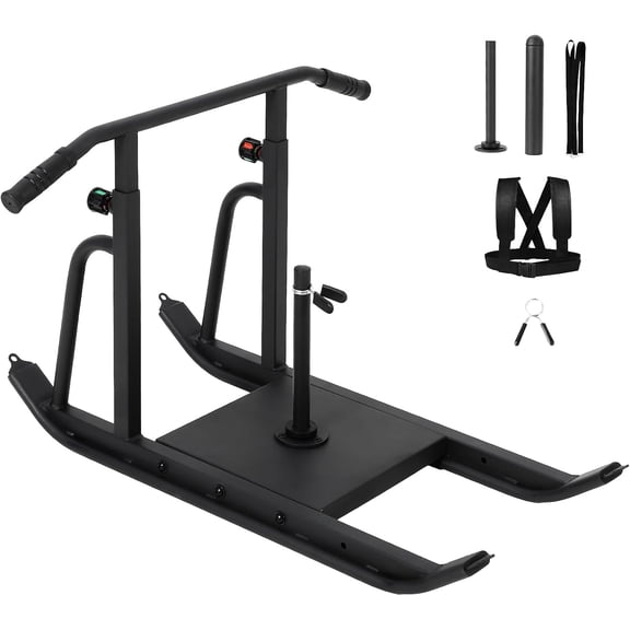 Weight Sled, Football Sleds and Chutes,Sled Push Gym Equipment | with Adjustable Height Handle for Workout Fitness, Running Speed, Football, Strength, Fits 1" & 2" Weight Plates, Black