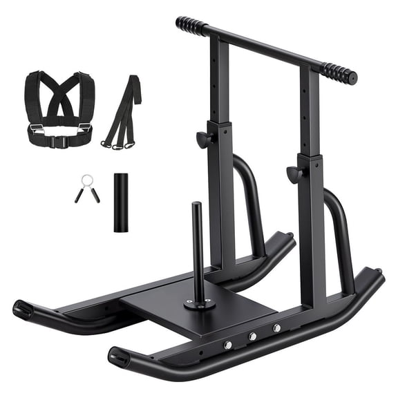 Weight Sled, Steel Power Sled, Fitness Training Sleds for Athletic Exercise Speed Improvement, Workout Equipment with Adjustable Height Handle, Compatible with 1/2 in Weight Plates, Black