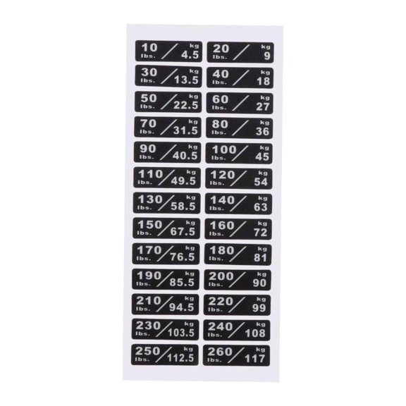 Weight Stack Labels 10-260lbs/4.5-117kg Gym Equipment Stickers 1 Pack
