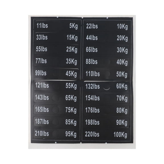 Weight Stack Labels Fitness Machine Weight Plate Identification Stickers Gym Equipment Sticker Black Various Specifications for Cardio Equipment Accessories Material (D)