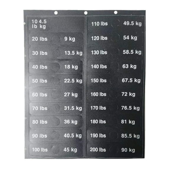 Weight Sticker Labels Weight Stack Labels 4.5kg to 90kg Fitness Equipment Weight Sticker for Gym Strength Training