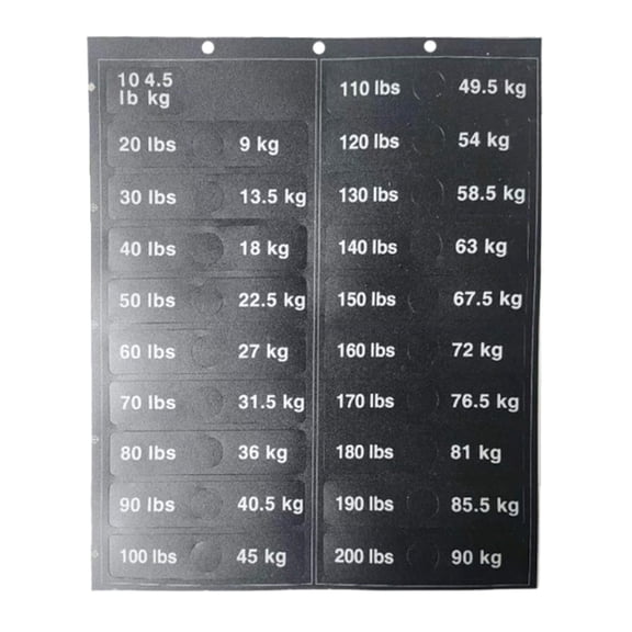 Weight Sticker Labels Weight Stack Labels 4.5kg to 90kg Fitness Equipment Weight Sticker for Gym Strength Training