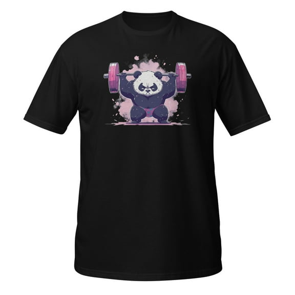 Weight Training Strong Exercise Panda Bear Novelty Apparel T-Shirt (Black, S)