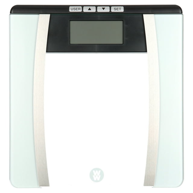 Weight Watchers by Conair Body Analysis Glass Bathroom Scale, Measures