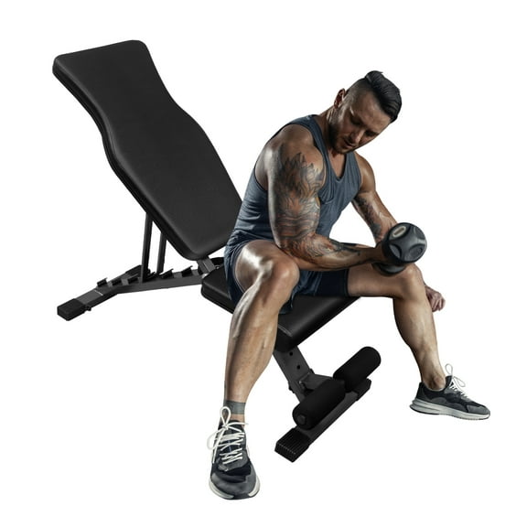 Weight for Full Body Workout, Adjustable Strength Training Sit-up Chair, Multi-Purpose Foldable incline/decline Black + Iron