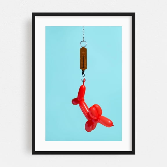 Weight of fun - Photography Pop Art Surrealism Modern Art Humor Minimalist Whimsical Black Framed Wall Art Print 12 x 18 inches