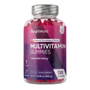 WeightWorld Adult Multivitamin Gummies for Men & Women, Immune, Energy & Bone Support, Vitamins C, D3, B6 & B12, Strawberry, 120 Count