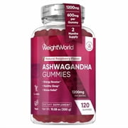 WeightWorld Ashwagandha Gummies for Stress Relief, Healthy Sleep & Energy Booster | 120 Count 2-Month Supply | Vegan Adaptogen Ashwagandha Supplements, Natural Raspberry-Flavor