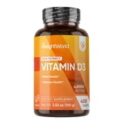 WeightWorld Vitamin D3 4000 IU (100mcg) for Bone Strength, Muscle Health & Immune Support | 400 Days Supply | Vegan D3 Vitamin (Cholecalciferol) from Lichen | 400 VIT D3 Tablets, Non-GMO, Gluten-Free