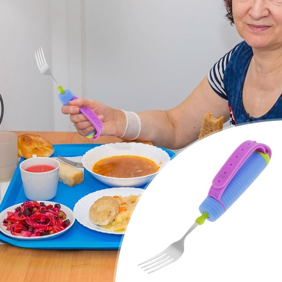 Weighted Adaptive Utensils for Hand Arthritis - Adjustable Stainless Steel Fork | Ergonomic Swivel Design with Strap for Easy Grip | Eating Aids for Seniors & Rehabilitation