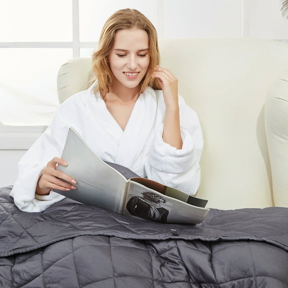 Weighted Blanket (48" x 72",15 lbs) Microfiber Heavy Blanket to Improve Sleep for People With Anxiety