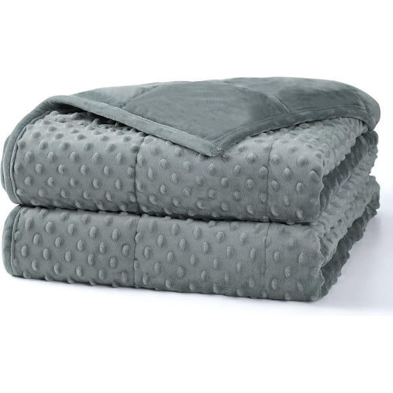 Weighted Blanket (60"x80",15lbs Queen Size - Grey), Weighted Blankets for Adults and Kids, Cooling Breathable Soft and Comfort Minky, Heavy Blanket Microfiber Material with Glass Beads
