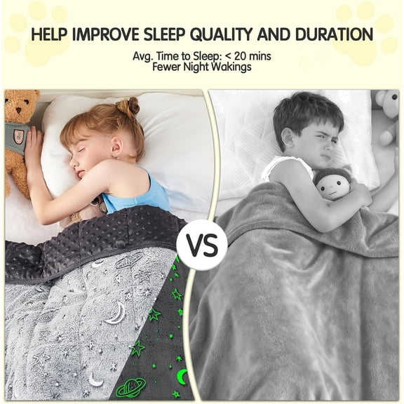 Weighted Blanket 7 Pounds Weighted Lap Blanket, Glow in The Dark Star Heavy Blanket, Warm Minky Weighted Throw Blanket Gift for 60-80lbs, 40"x60"