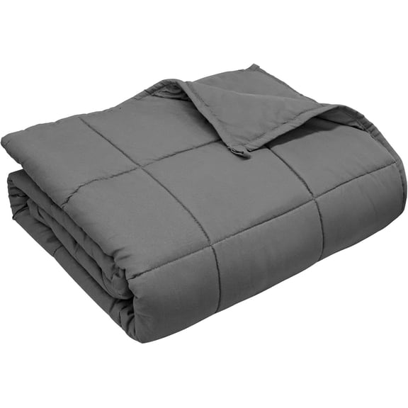 Weighted Blanket for Adults (10 lbs, 48" × 72", Grey) Twin Full Size Heavy Blanket for 90-110lbs, Breathable Weighted Throw Blanket with Glass Beads for All Season, Washable