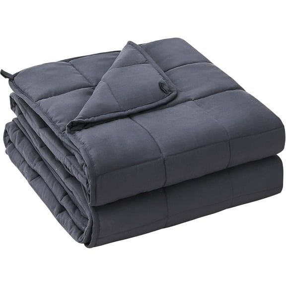 Weighted Blanket for Adults (20 lbs, 60 x 80, Grey) Cooling Heavy Blanket for Sleeping Perfect for 190-210 lbs, Queen Size Breathable Blanket with Premium Glass Bead, Machine Washable