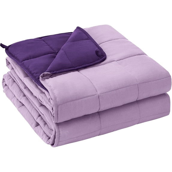 Weighted Blanket for Adults (20 lbs, 60” x 80”, Purple) Cooling Heavy Blanket for Sleeping Perfect for 190-210 lbs, Queen Size Breathable Blanket with Premium Glass Bead, Machine Washable