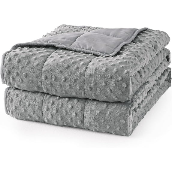 Weighted Blanket for Adults, Minky Dots Heavy Blanket for Woman,Man Sleeping/Calm, Soft, Cozy and Cooling Weighted Throw Blankets, Machine Washable, 60 x 80in, 20 Pounds, Grey