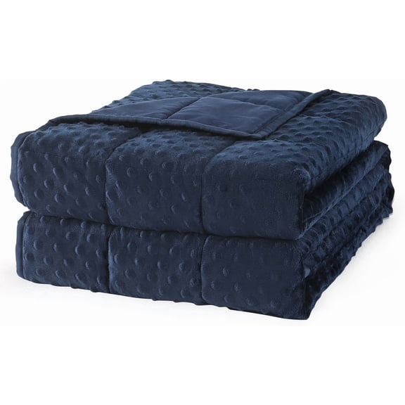 Weighted Blanket for Adults, Minky Heavy Blanket for Woman,Man Sleeping/Calm, Soft and Cozy Weighted Throw Blankets, Machine Washable, 48 x 72in, 15 lbs, Navy Blue