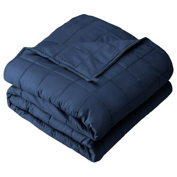 Weighted Blanket All-Natural 100% Cotton with Nontoxic Glass Beads 40"x60" 10lbs, Dark Blue