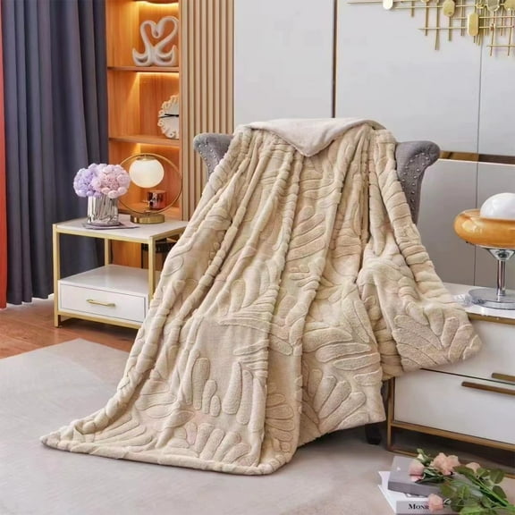 Weighted Blanket Blanket For Couch Flannel Fleece Leaves Pattern Lightweight Twin Bed Blanket All Season Use Brown 100*150CM Throw Blanket Multi-color A