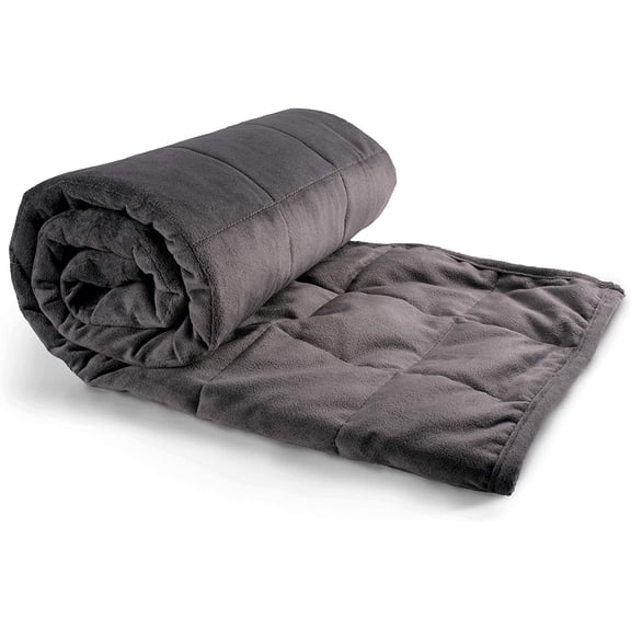 Weighted Blanket Comforter - 36" X 48" - 5-lbs - No Cover Required - Use as Throw or on Twin Size Bed - For Adults+Kids- Silky Minky Grey - Premium Glass Beads - Stimulation Sensory Relaxation