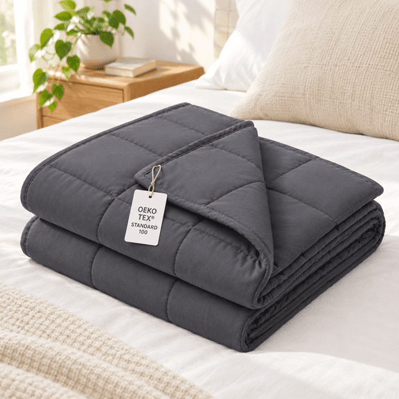 Weighted Blanket For Adults (48"x72" 12lbs Dark Grey)