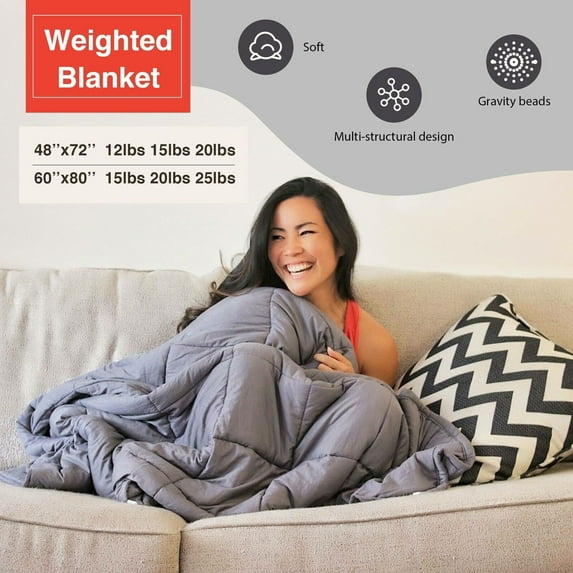 Weighted Blanket Full Queen Size Reduce Stress 15 lb