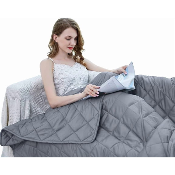 Weighted Blanket - High Breathability - 48''72'' 15LB -  Heavy Blankets - Calm Sleeping for Adult and , Durable Quilts Grey, 48''72'' - 15LB