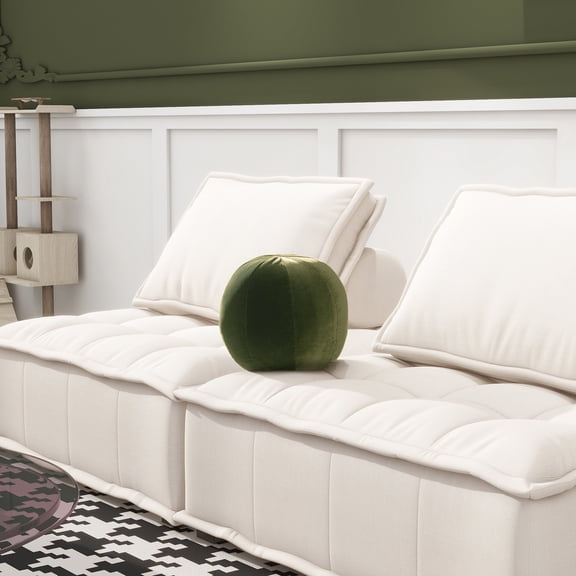 Weighted Blanket Luna 12" Round Sphere Accent Ball Throw Pillow, Olive Green Performance Velvet,Fleece Blankets