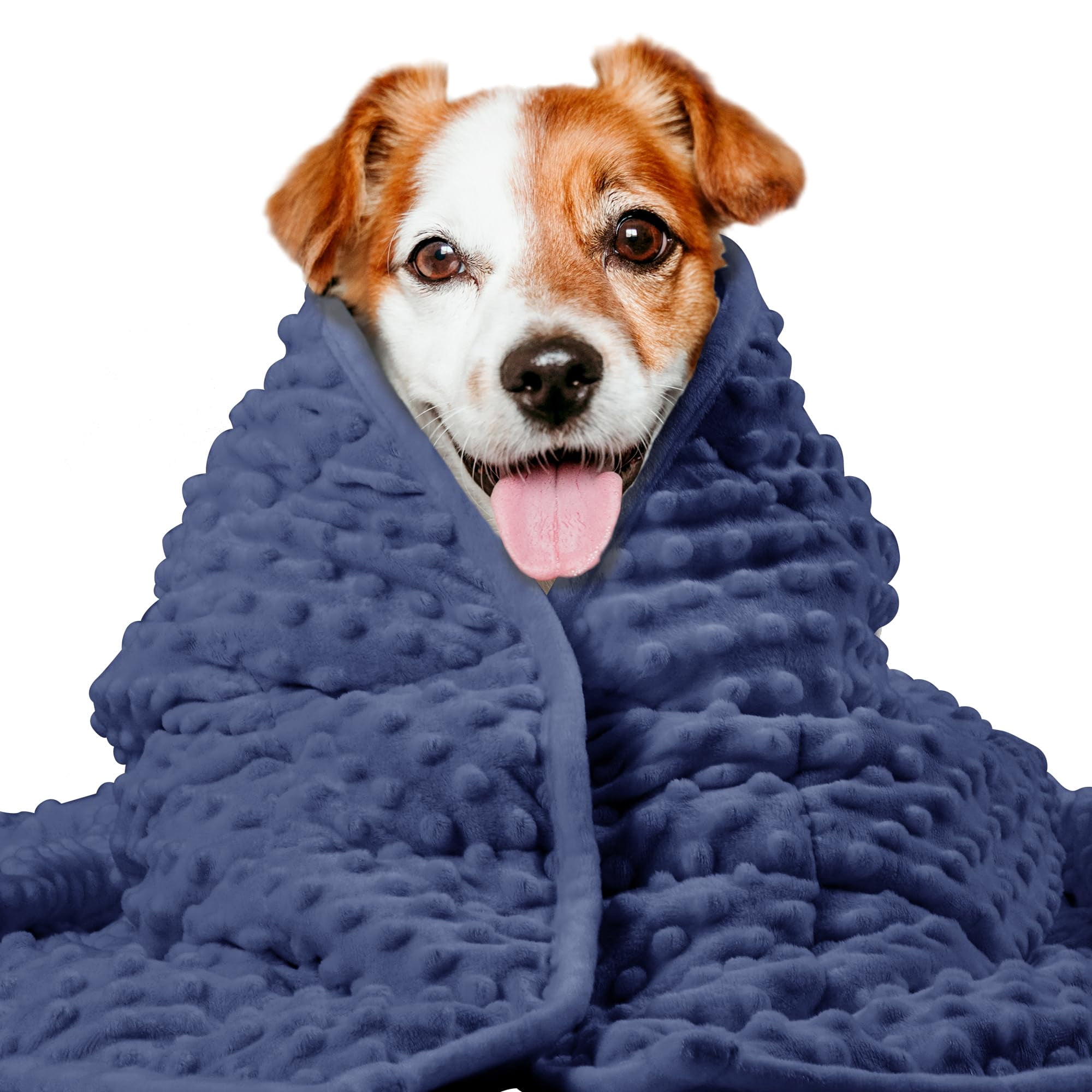 Weighted Blanket For Pets | Thunder Dogs Anxiety Premium Soft Minky Relaxation & Calming Anti Used In Car  Bed Couch Dark Blue Washable Medium (32"x40")