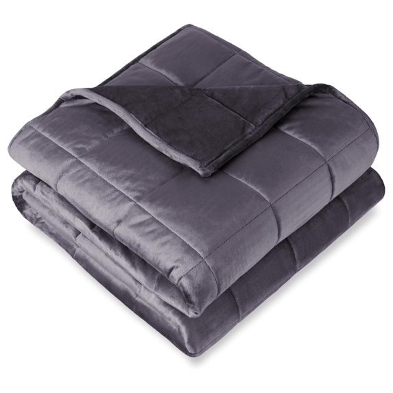 Weighted Blanket Queen Size 17lb (60" x 80") for Adults - Minky Fleece - Premium Heavy Blanket Nontoxic Glass Beads (Eggplant, 60"x80")