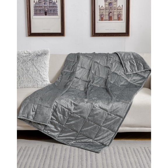 Weighted Blanket Queen Size 20lbs, Adult Weighted Blankets with Soft Warm Fabric for Sleeping and Calming, Adult Heavy Blanket for Sofa Bed, Grey, 60 x 80 inches