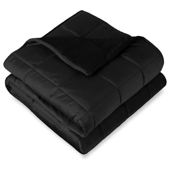 Weighted Blanket or Full Size 10lb (40" x 60") - Minky Fleece - Premium Heavy Blanket Nontoxic Glass Beads (Black, 40"x60")