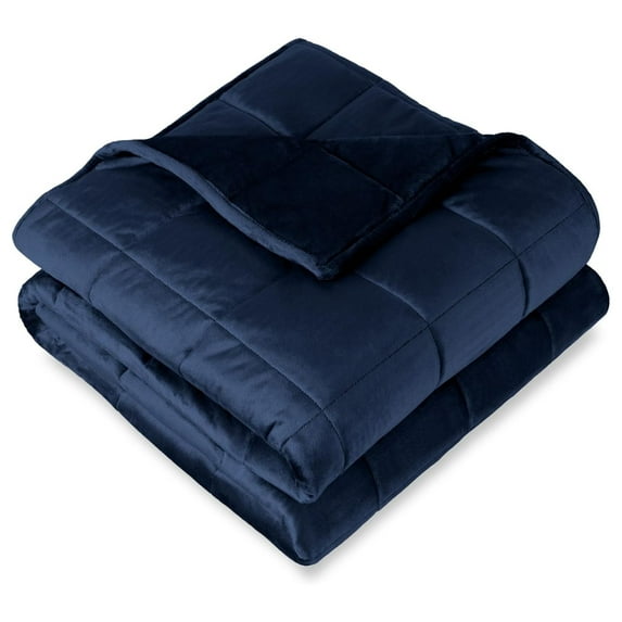 Weighted Blanket or Full Size 10lb (40" x 60") - Minky Fleece - Premium Heavy Blanket Nontoxic Glass Beads (Dark Blue, 40"x60")