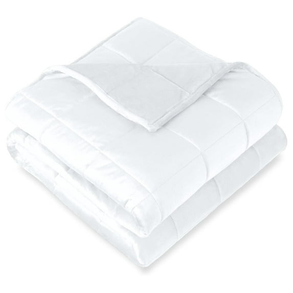 Weighted Blanket or Full Size 10lb (40" x 60") - Minky Fleece - Premium Heavy Blanket Nontoxic Glass Beads (White, 40"x60")