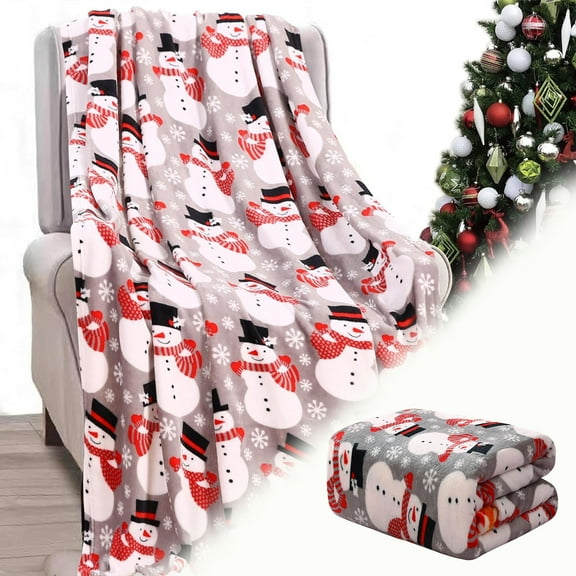 Weighted Blankets,Christmas Throw Blanket Soft Cozy Interesting Snowman Santa Pattern Fuzzy Fleece Throw Blanket Festival For Couch Sofa Bed Living Room Home Decor