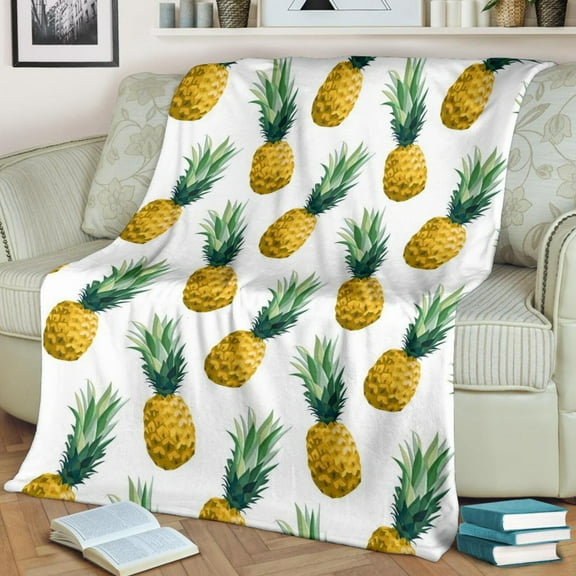 Weighted Blankets,Fruit Velvet Blanket Air Conditioning Blanket Thickened Blanket Nap Blanket Pineapple Fruit 3D Printed Velvet Leisure Children's Blanket Picnic Blanket 1PC