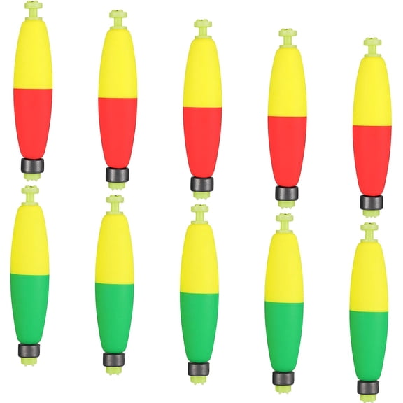 Weighted Bobbers for Fishing, 10 Pack Fishing Bobbers Float Set EVA Foam Snap-On Bobber Push Button Spring Fishings Floats for Catfish Crappie Bluegill Panfish Trout Bass
