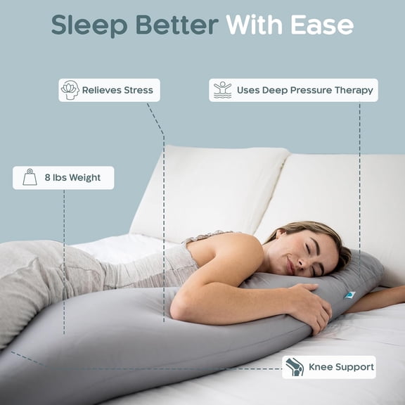 Weighted Body Pillow 8lbs - Cooling Body Pillow for Adults, X-Large 48" x 14"