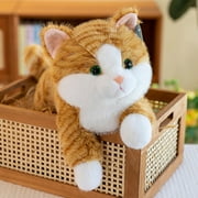 Weighted Cat Stuffed Animal Realistic Stuffed Cat Toy Throw Pillow Soft and Cuddly Weighted Cat Stuffed Animal for Stress Relief and Comfort,yellow