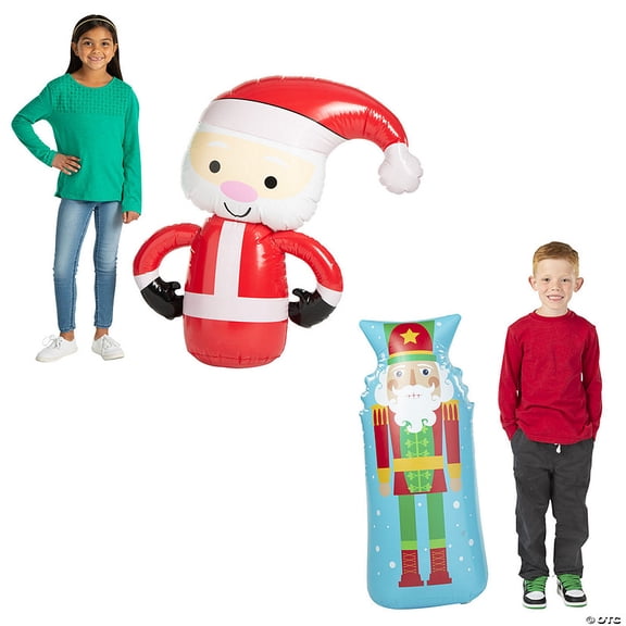 Weighted Christmas Santa & Nutcracker Inflatable Decorations Set - 2 Pieces