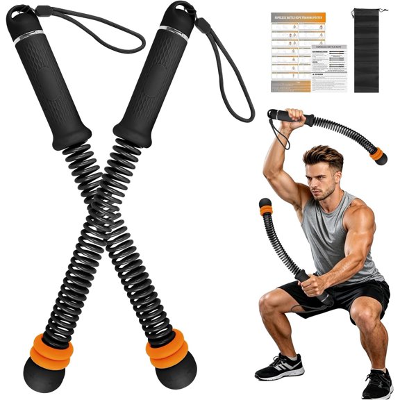 Weighted Cordless Ropes - Adjustable Resistance Ropeless Ropes for Gym with Non-Slip Handle, Portable Low-Noise Fitness Equipment for HIIT & Low- Cardio Workouts - Black