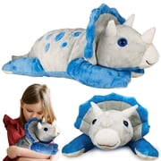 Weighted Dinosaur Plush, 23.5"/4.5 Pounds, Giant Blue Triceratops Plush, Weighted Stuffed Animals