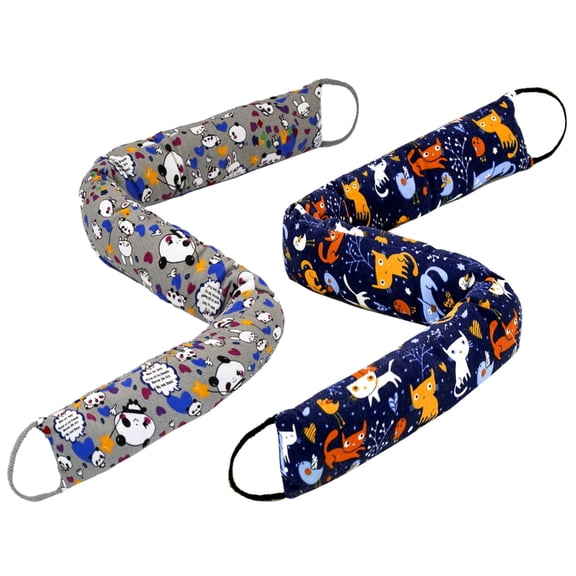Weighted Door Draft Stopper, 2 Pack 32 Inch Under Door Blocker, Bottom of Door Window Air Noise Light Gap Filler, Saving Energy Cartoon Print Canvas Cotton 2.2Lb