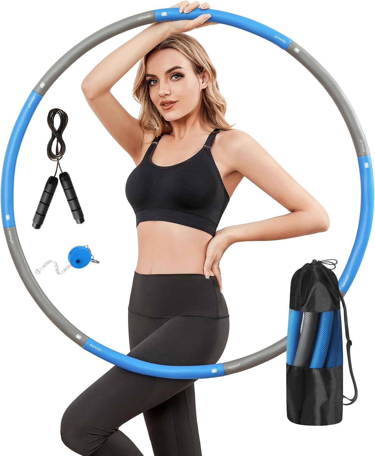 Weighted Exercise Hoop for Adults, 2.2lb Detachable Fitness Hoop ...