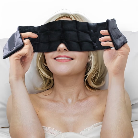 Weighted Eye Mask, Pressure Sleeping Mask for Women Men Side Sleeper, Double-Side Sleeping Eye Cover with Velcro, Travel Eye Blindfold, 10oz, (Black-Weighted)