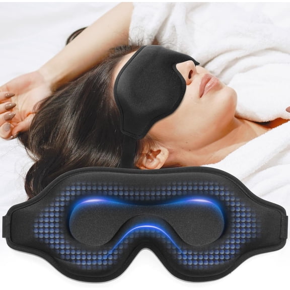 Weighted Eye Mask for Sleeping, 3D Contoured Blackout with Adjustable Strap, Lash Extensions for Travel, Migraine - Eye Cover Blindfold for Men Women (Black, 4.6oz)